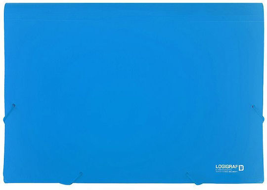 Logigraf Ordner mit Gummiband und Ohren für Papier A4 Blau