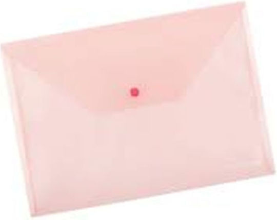 Economix Folder Transparent with Button for Paper A4 Red