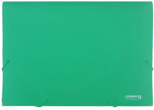 Logigraf Ordner mit Gummiband und Ohren für Papier A4 Grünς