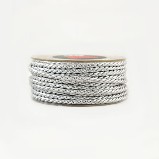Șiret Poliester Rotund Argintiu 5mm x 15m