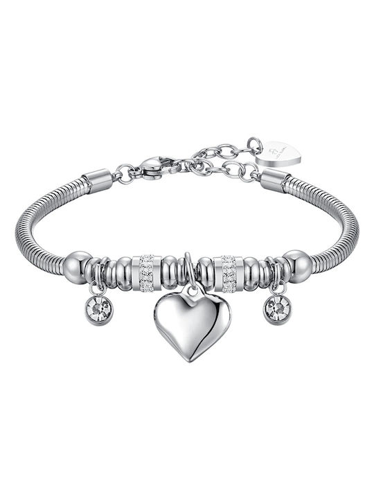 Luca Barra Bracelet with design Heart made of Steel with Zircon