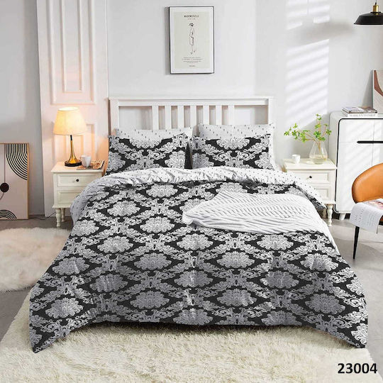 Marwa Bettwäsche-Set Überdoppel 220x260cm. ΣΧ-23004 Gray 4Stück