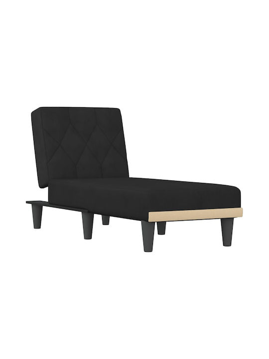 Velvet Recliner Black L155xW55xH33cm