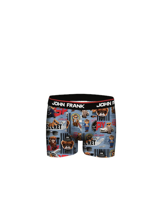 John Frank Herren Boxershorts Blau mit Mustern 1Packung