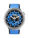 Swatch Uhr Batterie mit Blau Kautschukarmband