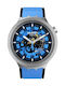 Swatch Daze Ανδρικό Ρολόι 47mm Μπαταρίας με Μπλε Καουτσούκ Λουράκι