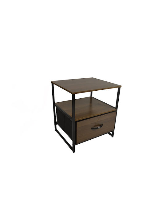 Tiger Wooden Bedside Table with Metallic Legs 40x45x50cm