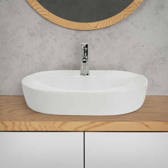 ML-Design Aufgesetztes Waschbecken Keramik 60x40x12cm Weiß