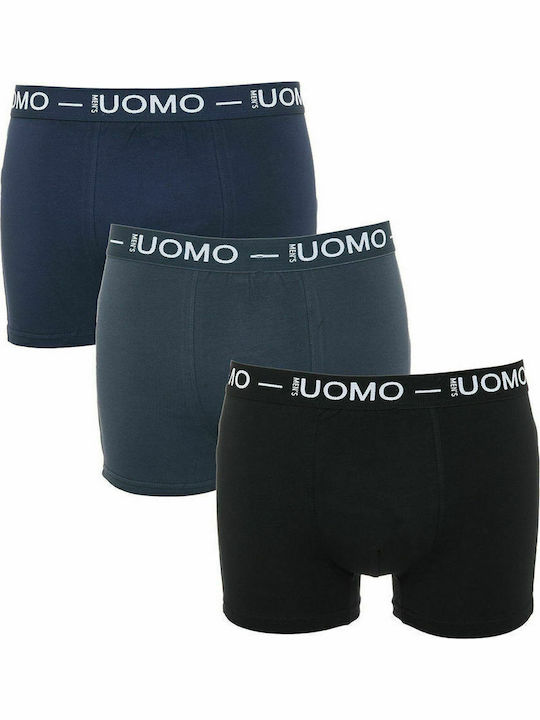 Uomo Men's Boxers Black/Blue 3Pack