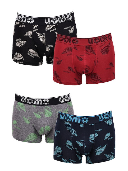 Uomo Herren Boxershorts Mehrfarbig 4Packung