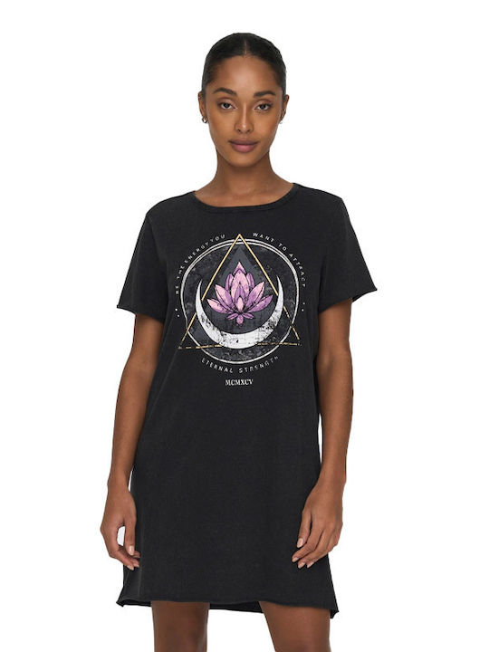 Only Summer Mini T-Shirt Dress Black Lotus