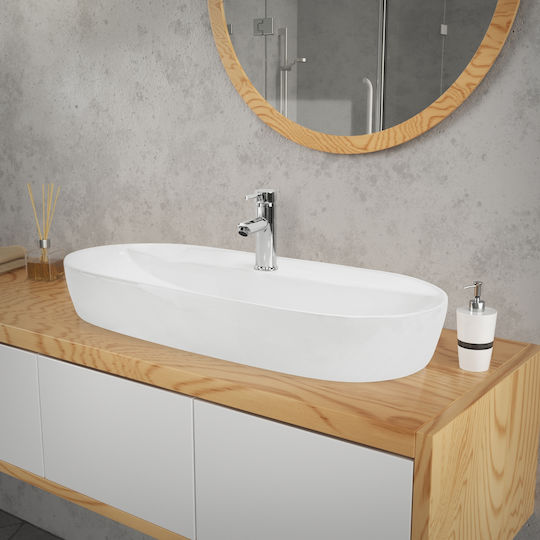 ML-Design Επικαθήμενος Νιπτήρας Κεραμικός 80x40x12cm Λευκός