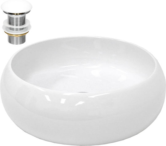ECD Germany Aufgesetztes Waschbecken Keramik 35x35x12cm Weiß