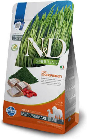 Farmina N&D Spirulina 2kg Dry Food Grain-Free & Gluten-Free for Adult Medium & Large Breed Dogs with Herring