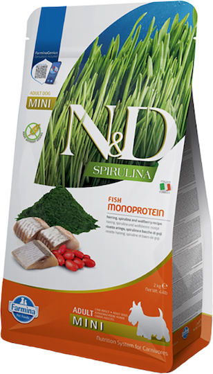 Farmina N&D Spirulina 2kg Dry Food Grain-Free & Gluten-Free for Adult Small Breed Dogs with Herring