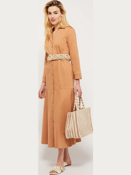 Midi Shirt Dress Dress Brown
