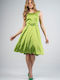 Summer Midi Dress for Wedding / Baptism Satin Yellow