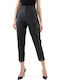 Damen Hoch tailliert Stoff Hose in Schlanker Passform Schwarz