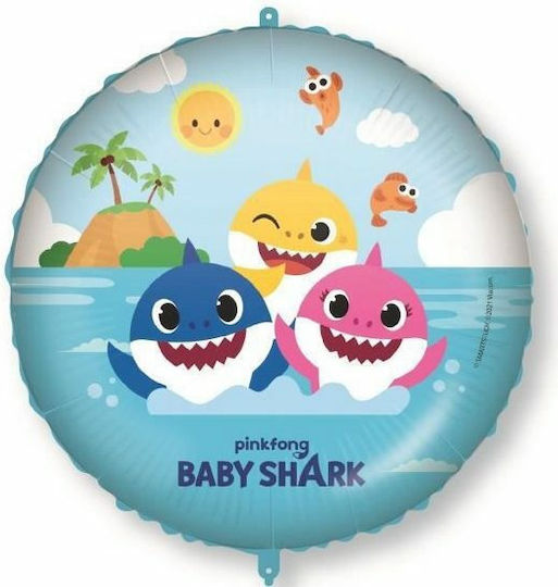 Μπαλόνι Στρογγυλό Γενεθλίων Baby Shark Foil Μπλε 45εκ.