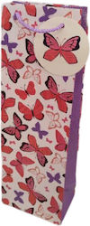 Paper Bottle Case with Theme "Butterflies" Pink 12x40cm.