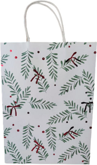Kerstboom Χάρτινη Τσάντα για Δώρο Λευκή 25x8x34εκ.
