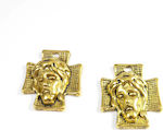 Metallic Pendant Motif for Jewelry Gold in Shape Cross 2.4x2.2cm.