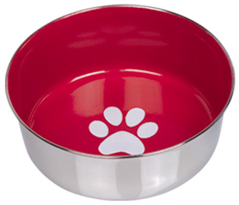 Nobby Heavy Paw Bol Oțel Inoxidabil pentru Mâncare și Apă pentru Câine și Pisică 900ml în Culoare Roșie