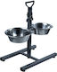 Happet Adjustable Stand Stainless Steel Bowl Food & Water for Dog with Base 2x 4.1lt 29cm in Silver Color