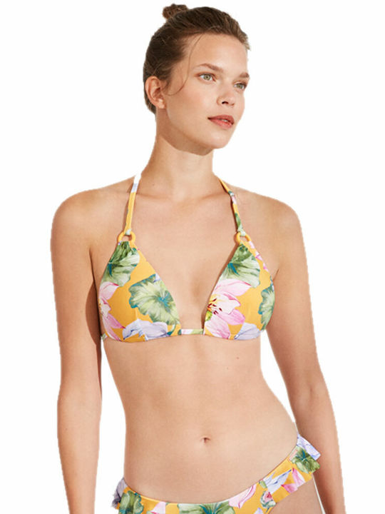Bikini Triangle B Cup With Padding Floral Yellow