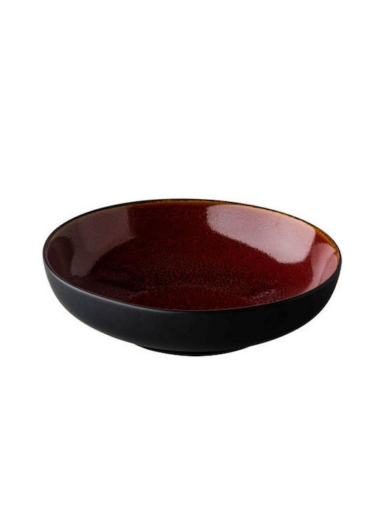 Authentic Plate Soup made of Porcelain Black with Diameter 22cm