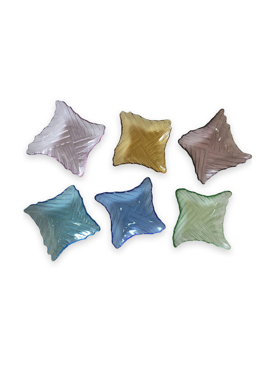 Joli Plate Desert Square Glass Multicolour 10x10cm 6pcs