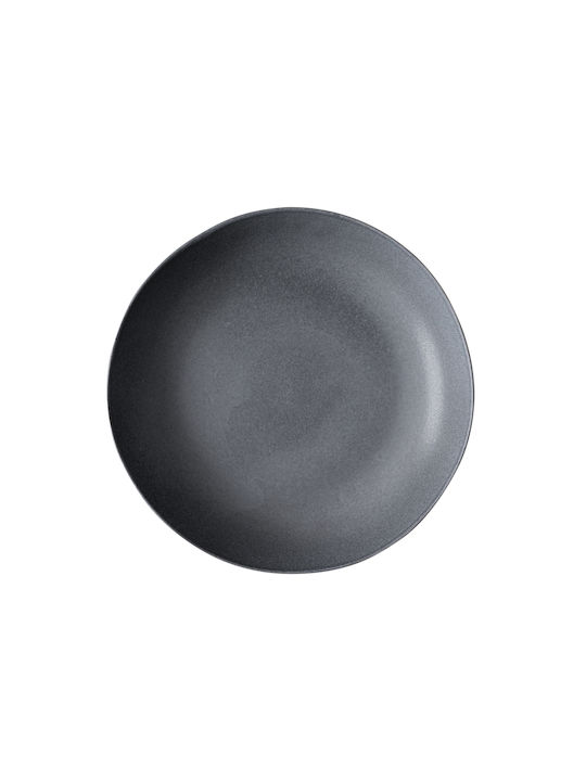 Dutch Rose Deep Ceramic Black Serving Plate with Diameter 23cm
