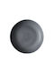 Dutch Rose Deep Ceramic Black Serving Plate with Diameter 23cm