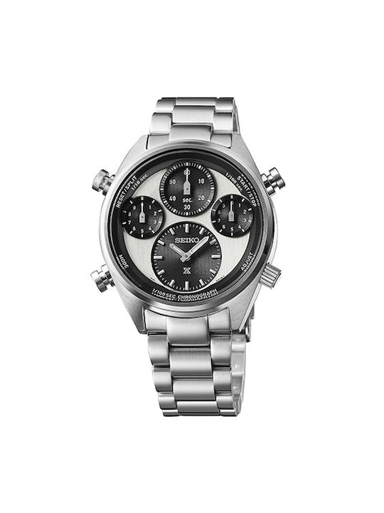 Seiko Speedtimer Watch Chronograph Solar with Silver Metal Bracelet