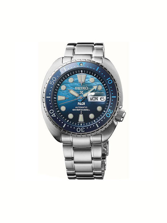 Seiko Мъжки Часовник 45мм Автоматичен със Сребърна Метална Гривна