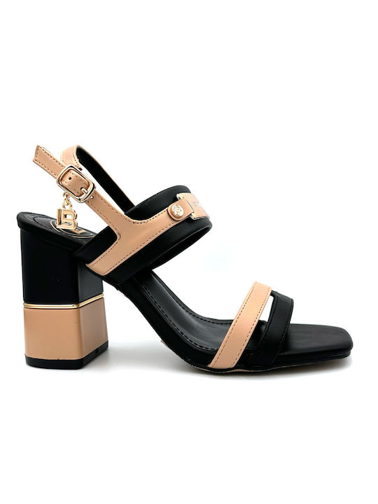 Laura Biagiotti Damen Sandalen mit Chunky hohem Absatz in Schwarz Farbe