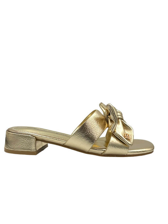 Laura Biagiotti Women's Sandals Gold with Chunky Low Heel