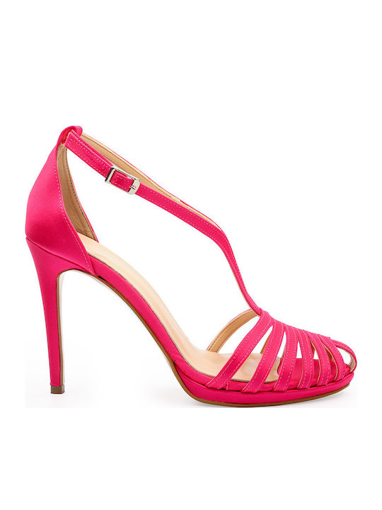 Alessandra Paggioti Leder Sandalen Fuchsie