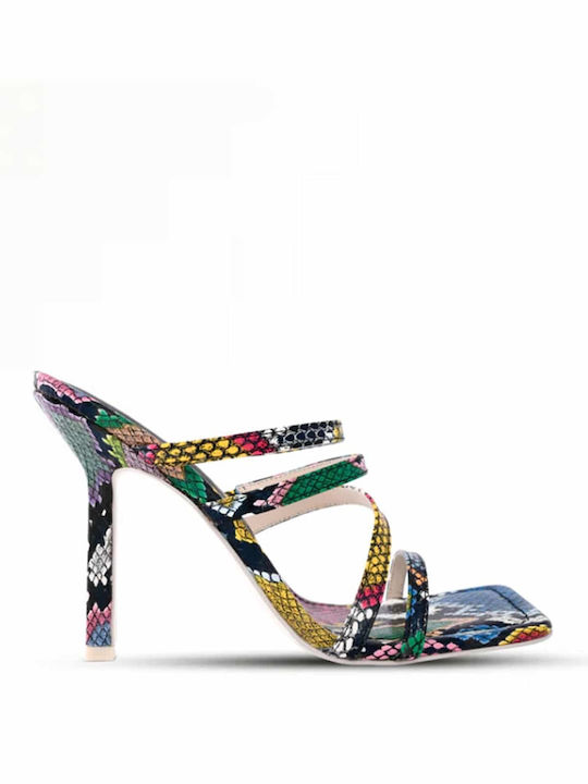 Kat Maconie Leather Women's Sandals with Ankle Strap Multicolour with Thin High Heel