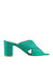 Leather Women's Sandals Green