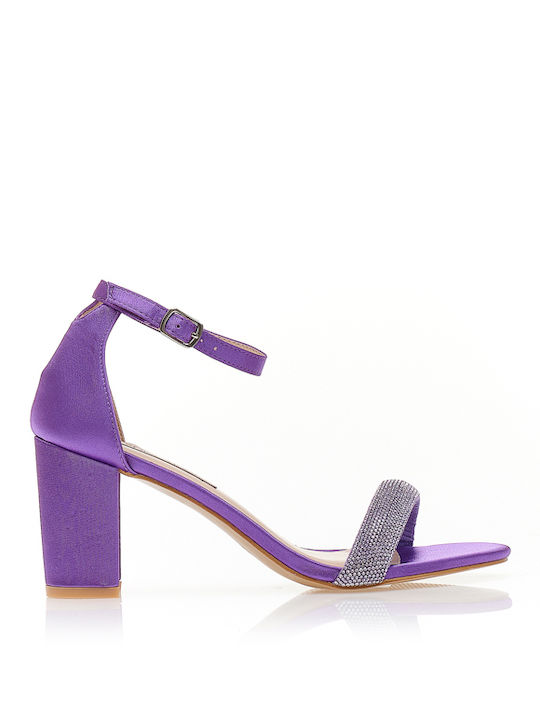 Stoff Sandalen mit Strass Lila