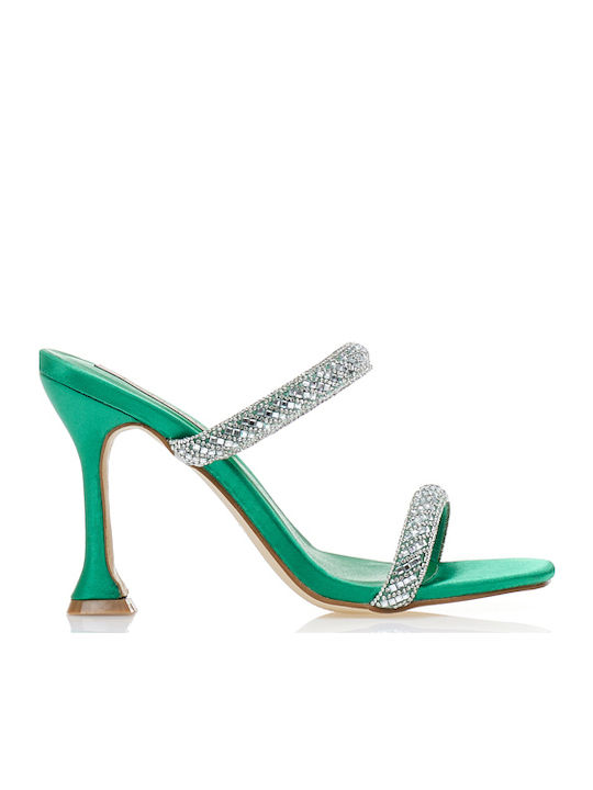 Tsoukalas Stoff Sandalen mit Strass Grün