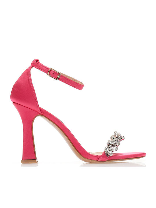 Tsoukalas Stoff Sandalen mit Strass Fuchsie