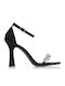 Stoff Sandalen mit Strass Schwarz