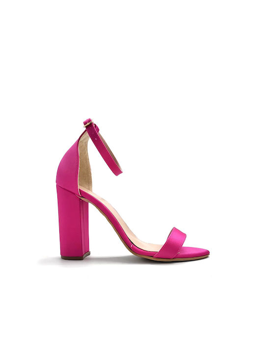 Sarigiannis Fabric Women's Sandals with Ankle Strap Fuchsia
