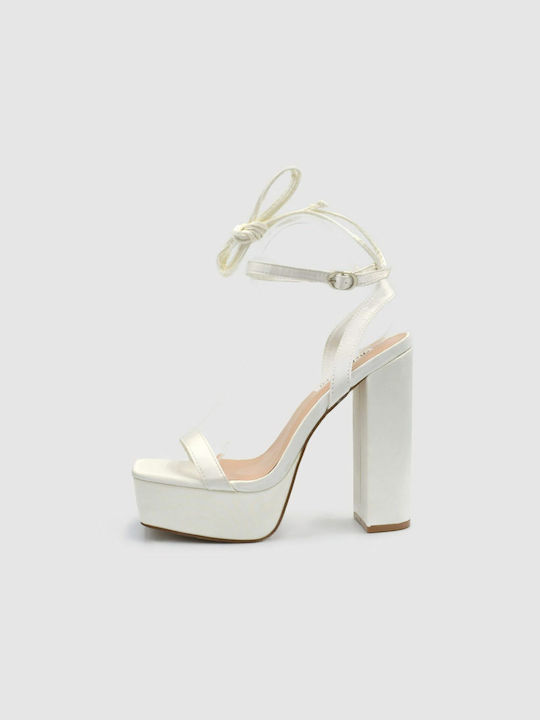 Joya Platform Women's Sandals with Ankle Strap White