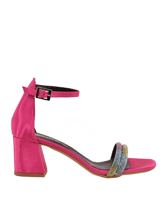 Piedini Stoff Sandalen Fuchsie