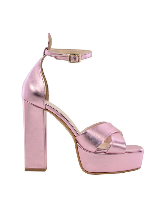 Piedini Women's Sandals with Ankle Strap Pink 3632+ΡΟΖ