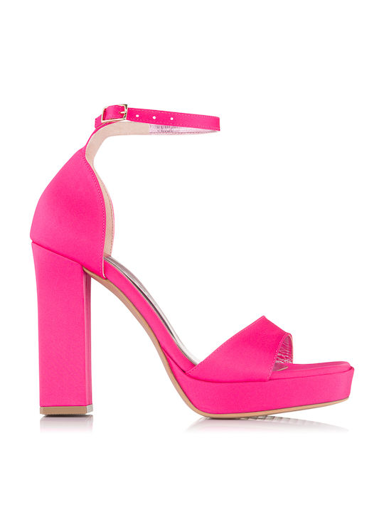 Tomas Shoes Platform Leather Women's Sandals with Ankle Strap Fuchsia 1025