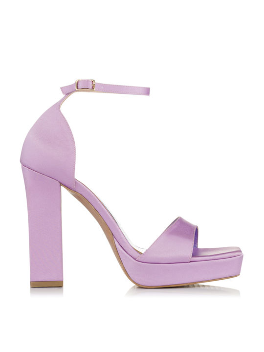 Tomas Shoes Platform Leather Women's Sandals with Ankle Strap Purple